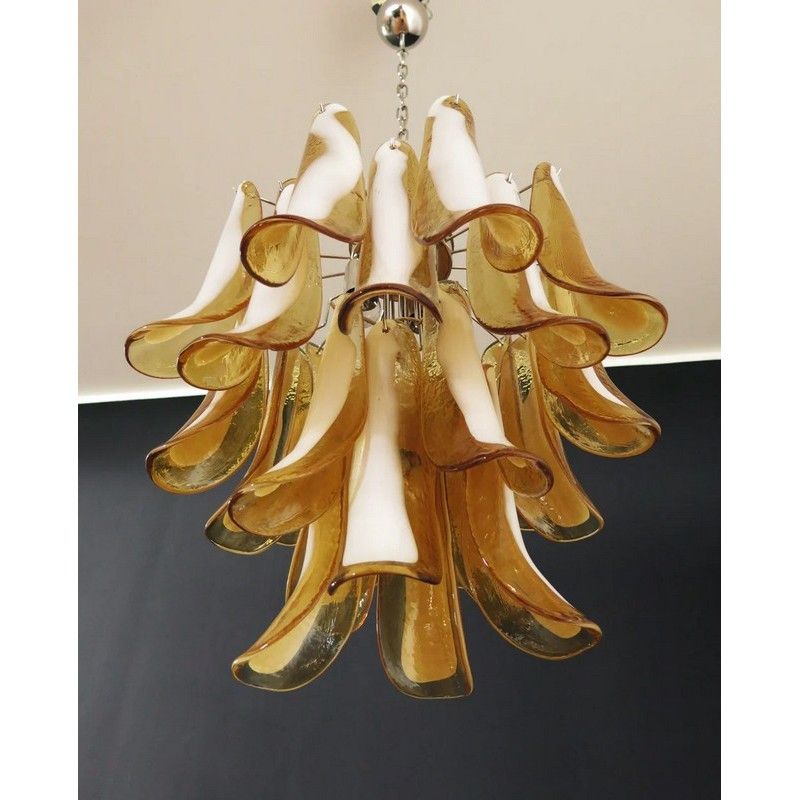 Винтажная люстра Murano Chandelier 26 Yellow Petal Glass