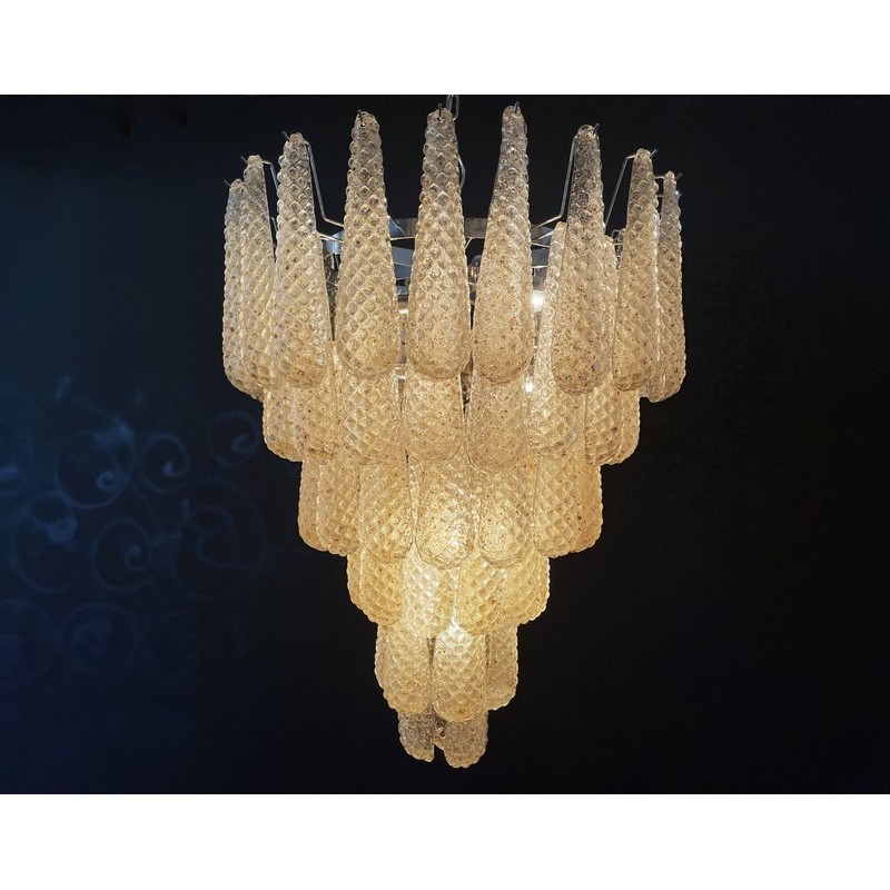 Винтажная люстра Murano Chandelier 75 Yellow Drop Glasses