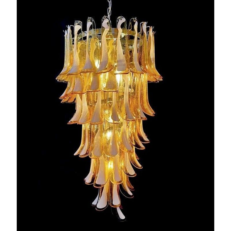 Винтажная люстра Murano Chandelier 83 Caramel-Colored Petal Glass