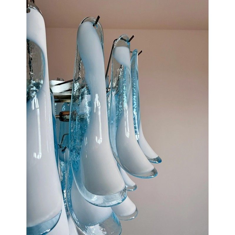 Винтажная люстра Murano Chandelier 52 Blue Petal Glass
