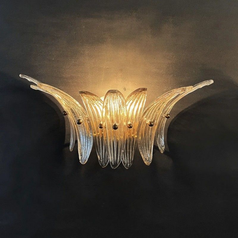 Настенный светильник Murano Wall Lamp 9 Smoke-Colored Palmette Glass