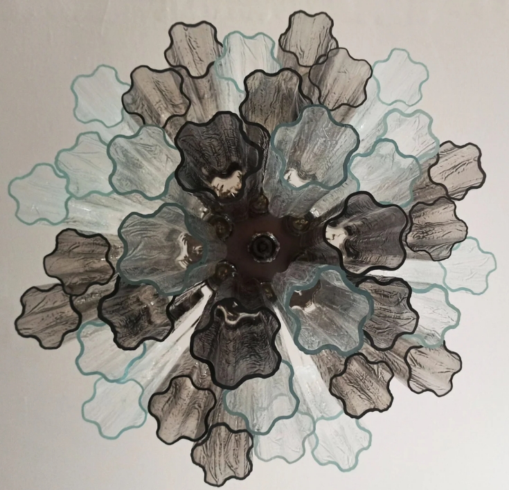 Винтажная люстра Murano Chandelier 36 Clear and Smoke-Colored Glass Tubes