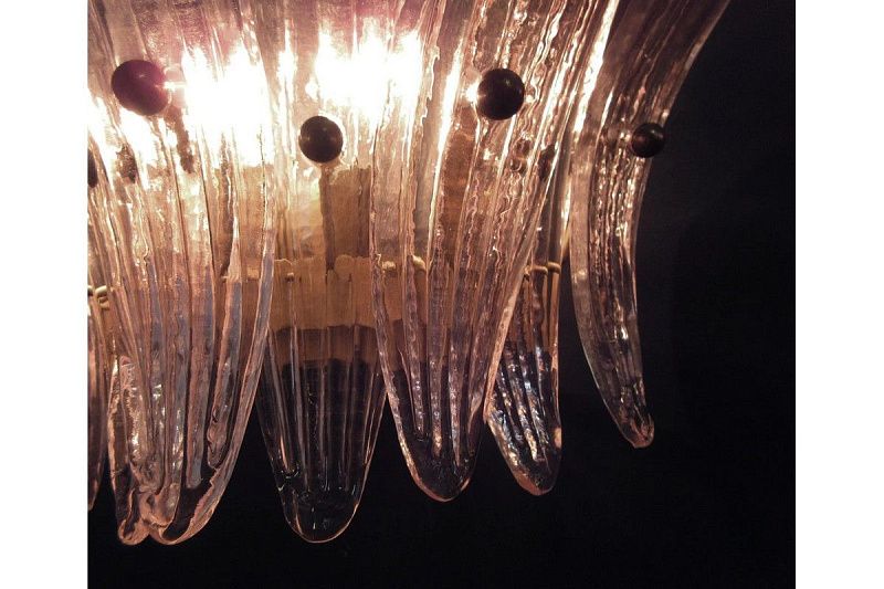 Настенный светильник Murano Wall Lamp 9 Pink Palmette Glass