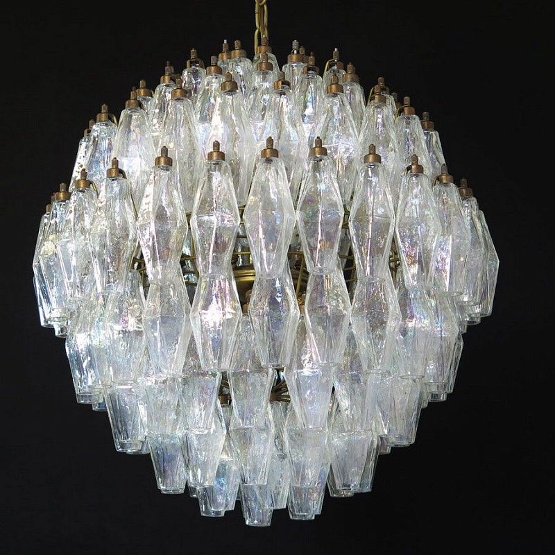 Винтажная люстра Murano Chandelier 140 Iris Clear Poliedri Glass