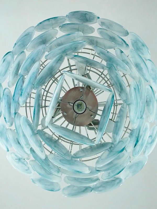 Винтажная люстра Murano Chandelier 57 Blue Disk Glass