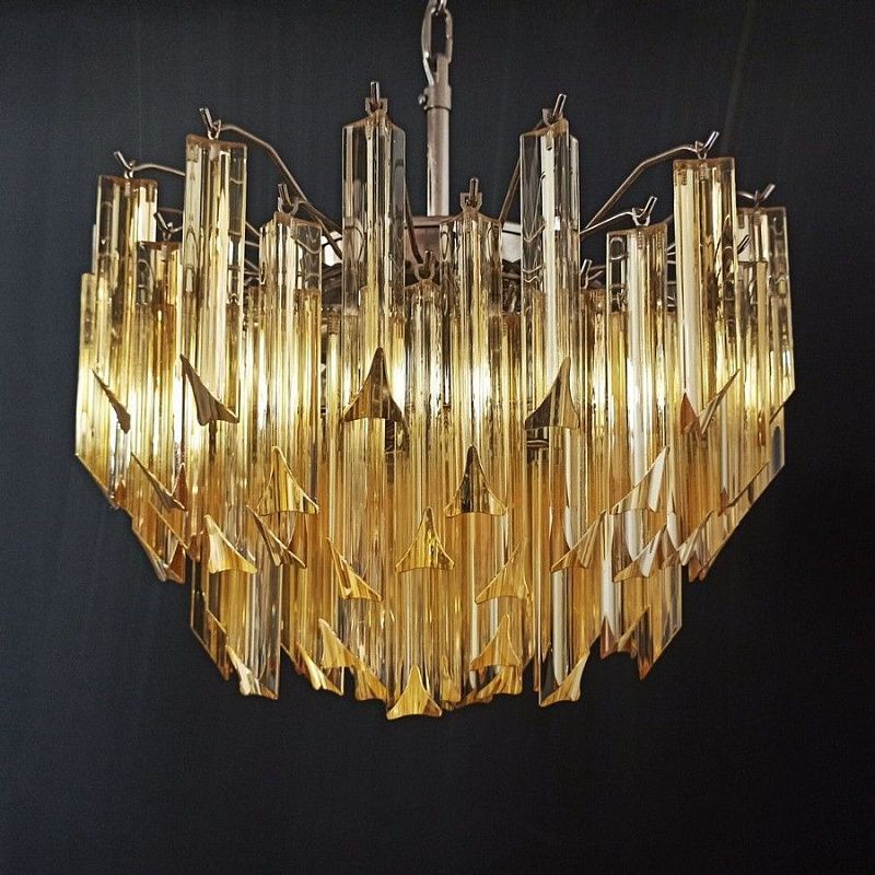 Винтажная люстра Murano Chandelier 107 Clear and Yellow Prism Glass