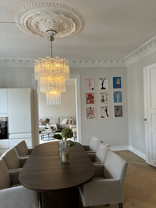 Винтажная люстра Murano Chandelier 48 Clear Glass Tubes