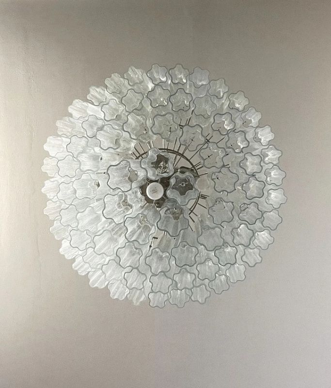 Винтажная люстра Murano Chandelier 78 Clear Glass Tubes