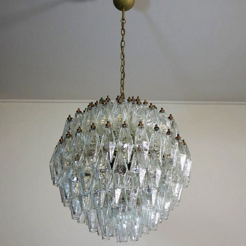 Винтажная люстра Murano Chandelier 140 Clear Poliedri Glass