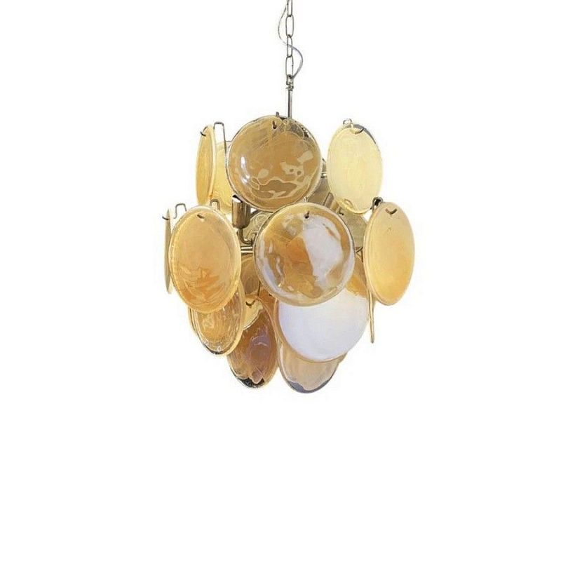 Винтажная люстра Murano Chandelier 24 Amber Disk Glass