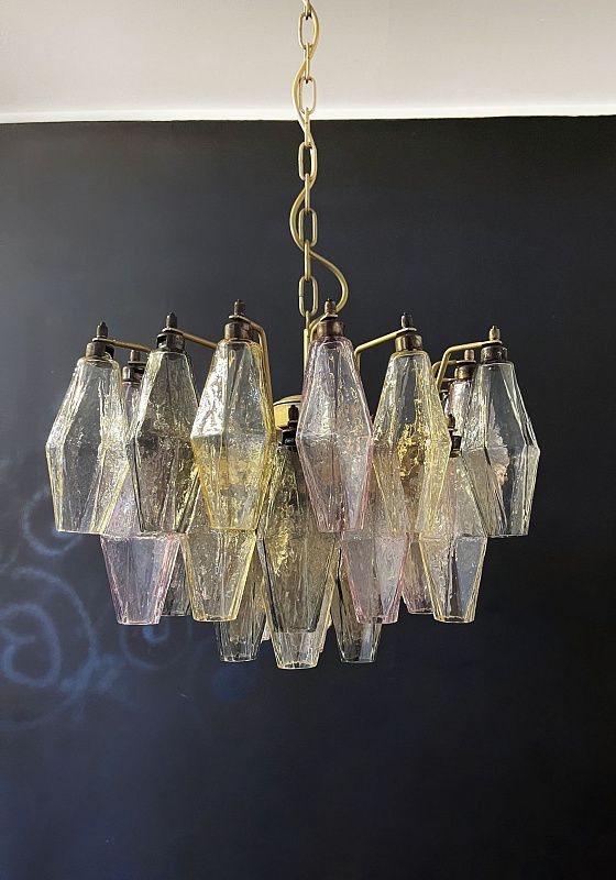 Винтажная люстра Murano Chandelier 56 Multicolored Poliedri Glass