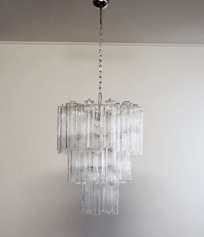 Винтажная люстра Murano Chandelier 48 Clear Glass Tubes