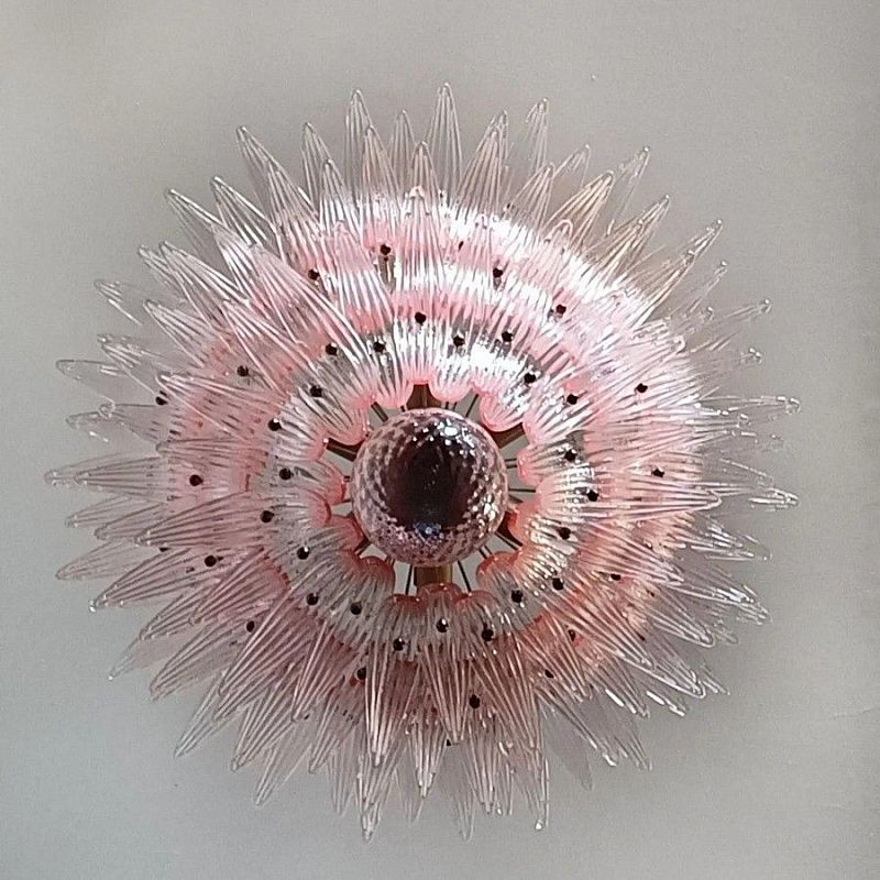 Винтажная люстра Murano Chandelier 104 Pink Palmette Glass