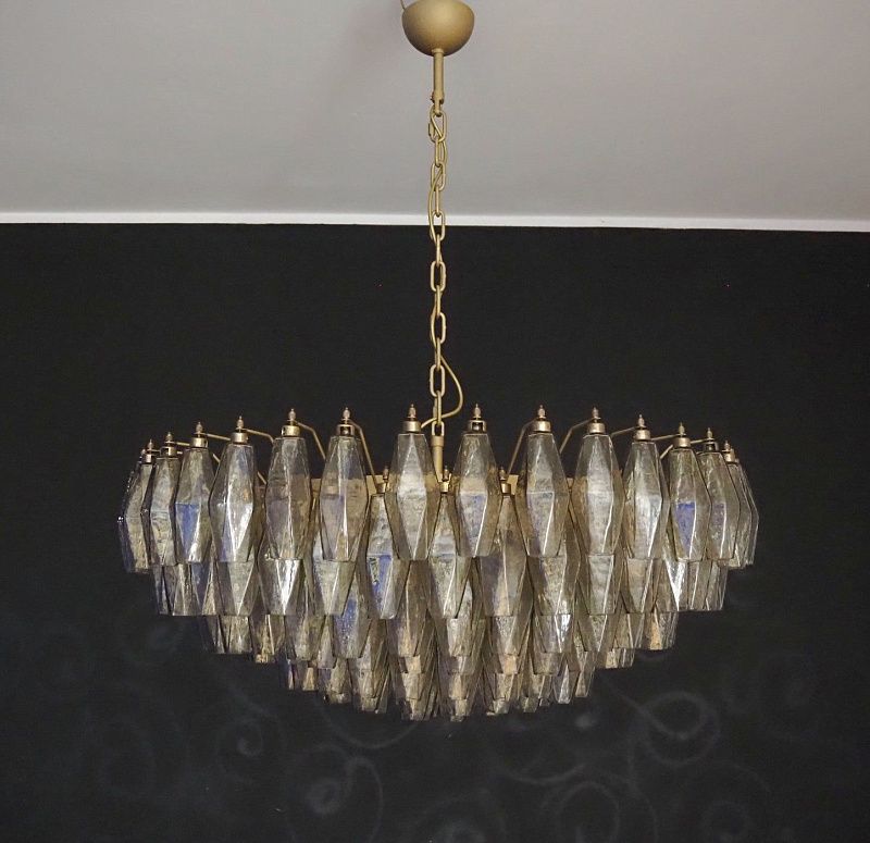 Винтажная люстра Murano Chandelier 185 Smoky Poliedri Glass