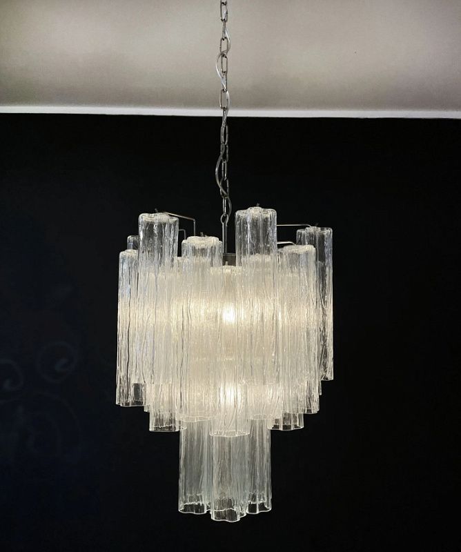 Винтажная люстра Murano Chandelier 30 Clear Glass Tubes