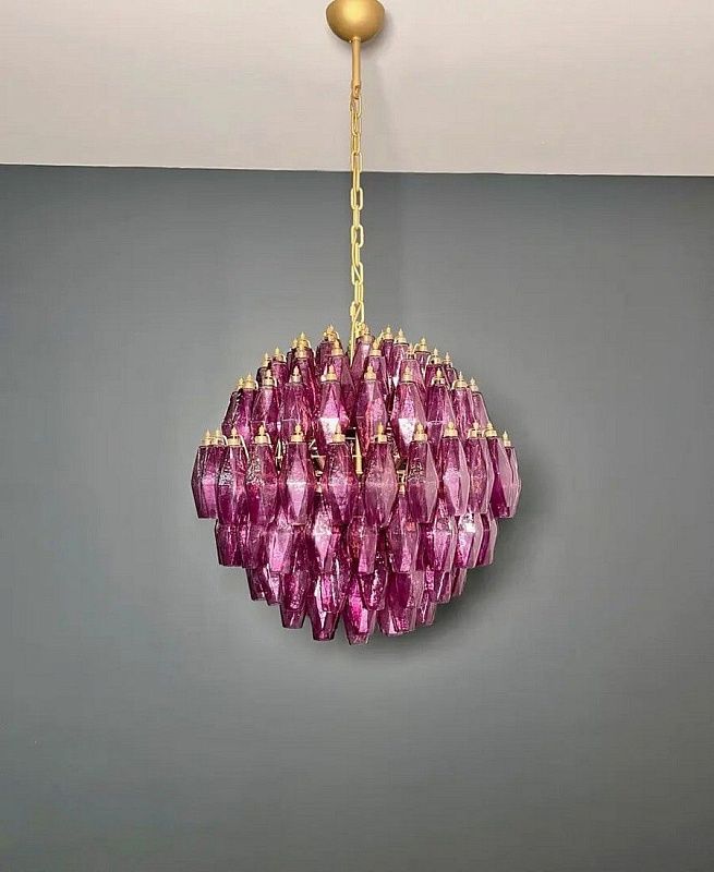 Винтажная люстра Murano Chandelier 140 Purple Poliedri Glass