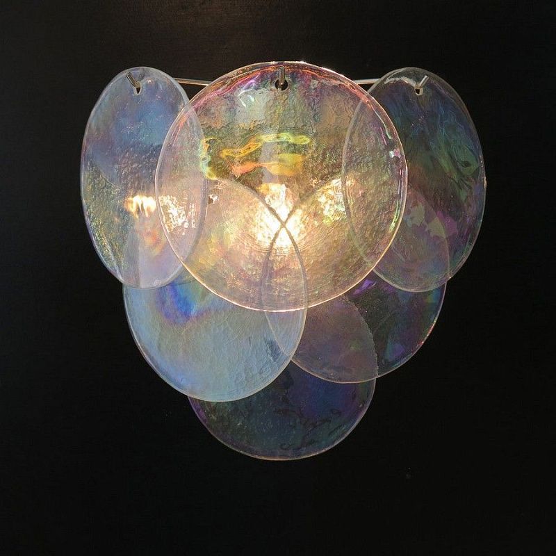 Настенный светильник Murano Wall Lamp 6 Iris Clear Disk Glass