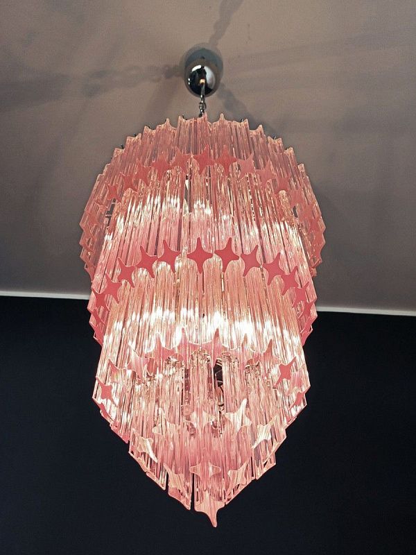 Винтажная люстра Murano Chandelier 112 Pink Prism Glass