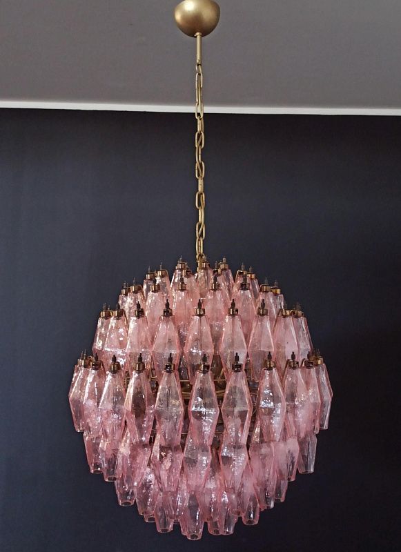 Винтажная люстра Murano Chandelier 140 Pink Poliedri Glass