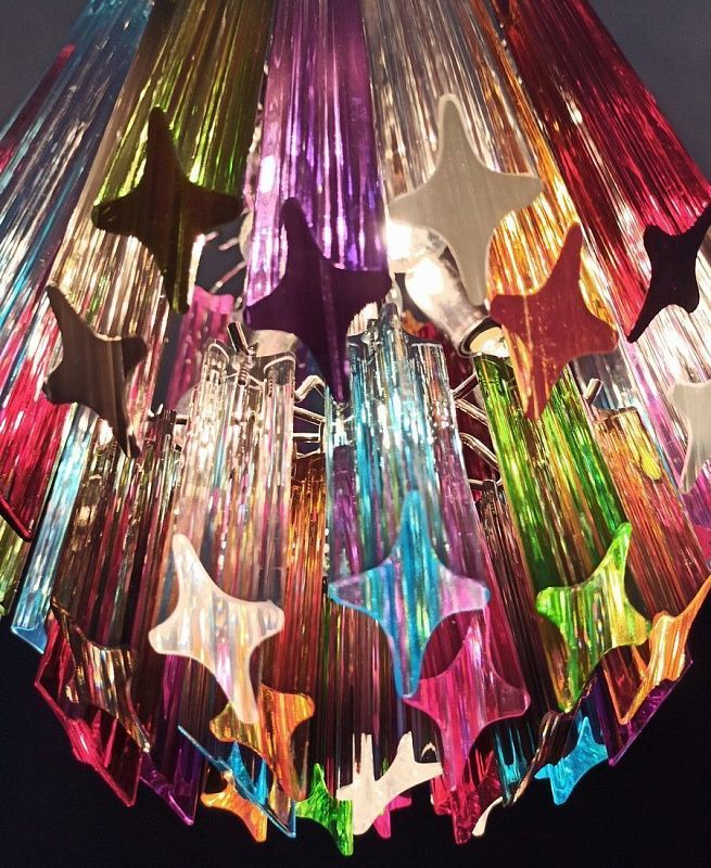 Винтажная люстра Murano Chandelier 47 Multicolored Prism Glass