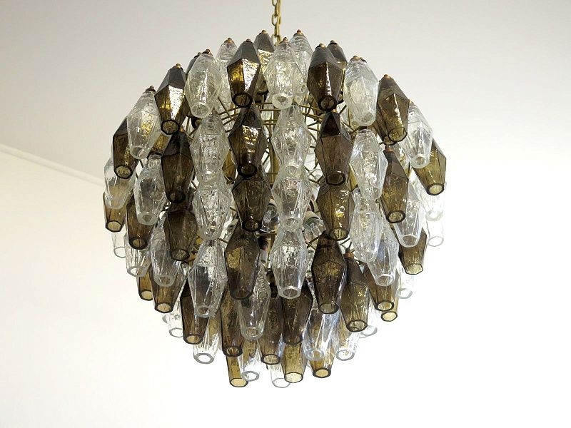 Винтажная люстра Murano Chandelier 140 Clear and Smoke-Colored Poliedri Glass