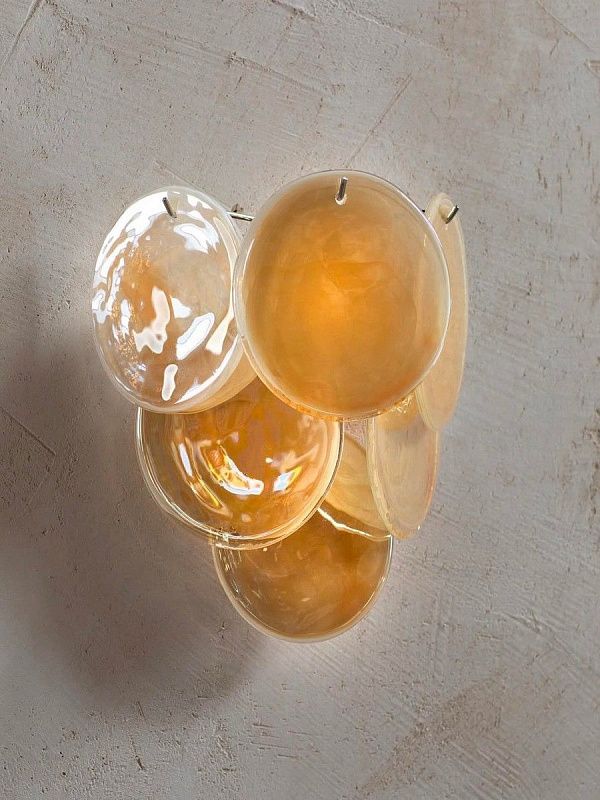 Настенный светильник Murano Wall Lamp 6 Alabaster Gold Disk Glass