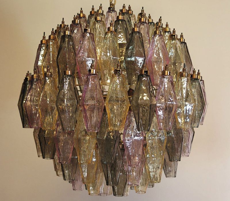 Винтажная люстра Murano Chandelier 140 Multicolored Poliedri Glass