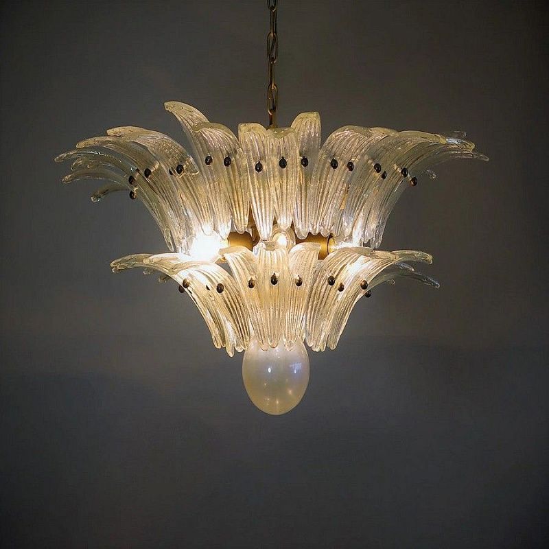 Винтажная люстра Murano Chandelier 58 Iris-Clear Palmette Glass