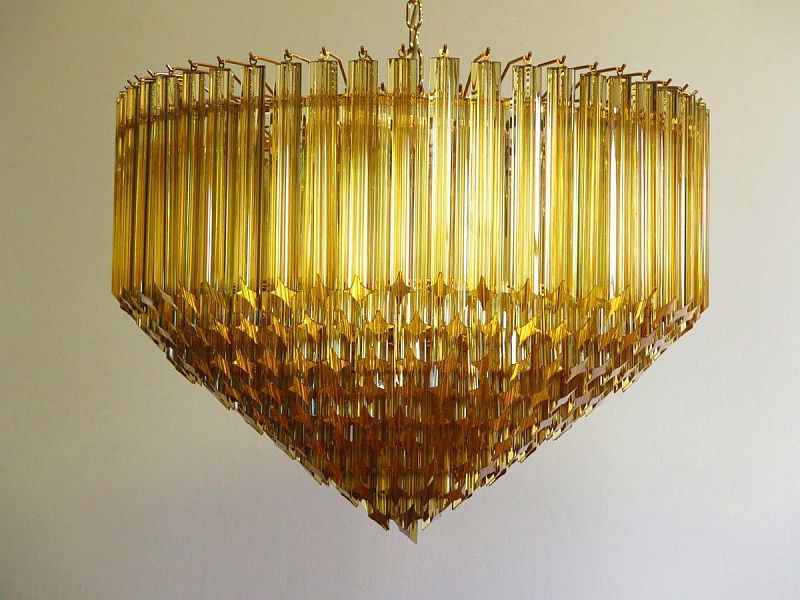 Винтажная люстра Murano Chandelier 265 Yellow Prism Glass
