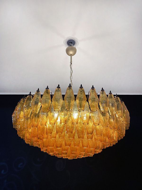 Винтажная люстра Murano Chandelier 185 Yellow Poliedri Glass