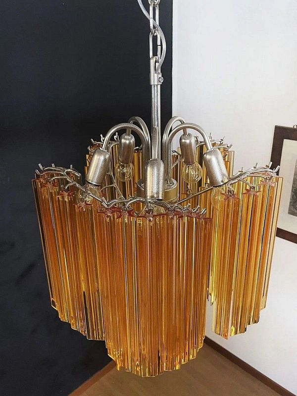 Винтажная люстра Murano Chandelier 60 Yellow Prism Glass