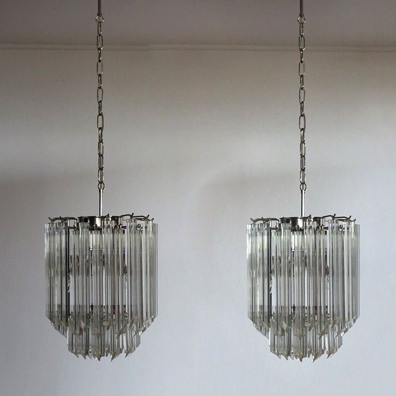 Винтажная люстра Murano Chandelier 47 Clear Prism Glass