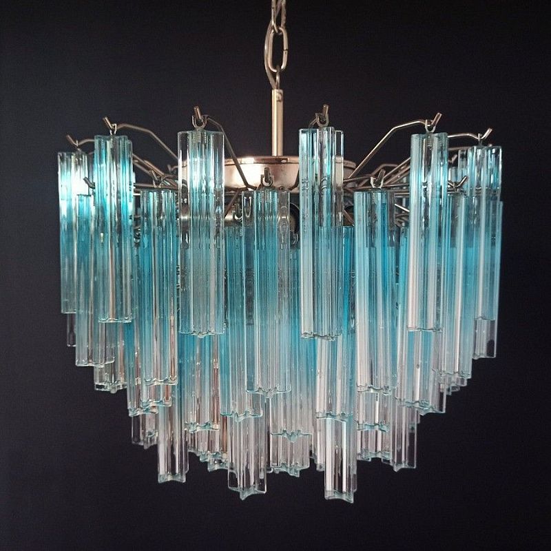 Винтажная люстра Murano Chandelier 107 Blue Prism Glass