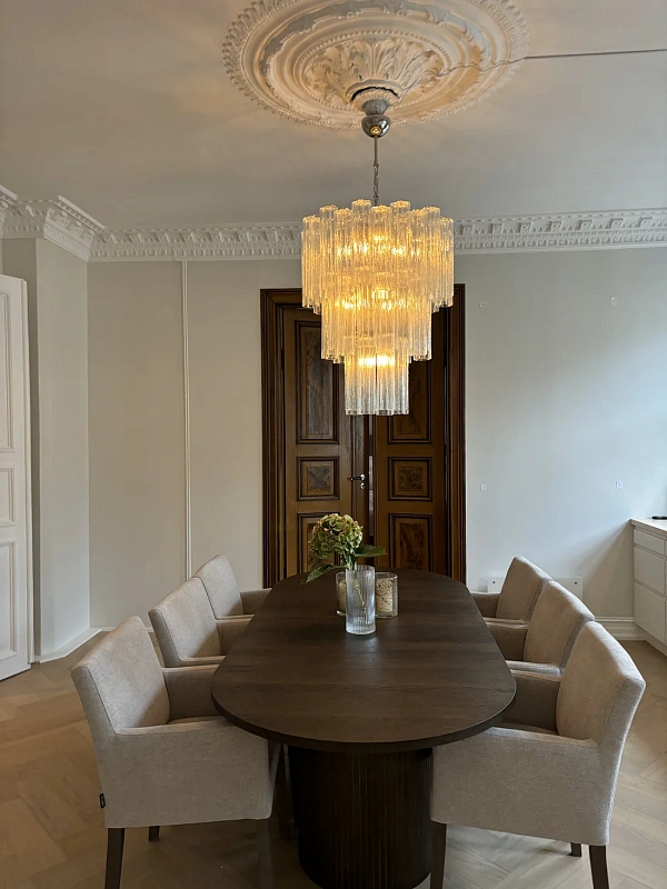 Винтажная люстра Murano Chandelier 48 Clear Glass Tubes