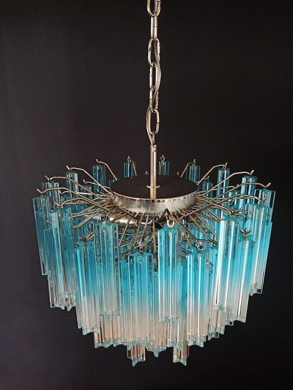 Винтажная люстра Murano Chandelier 107 Blue Prism Glass