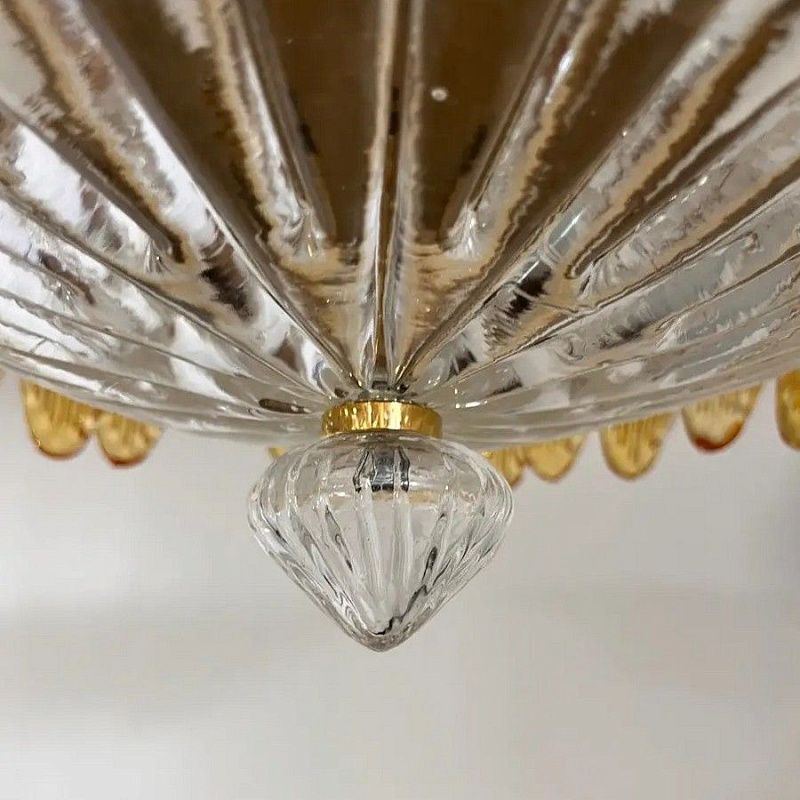 Винтажная люстра Murano Chandelier 36 Yellow Palmette Glass