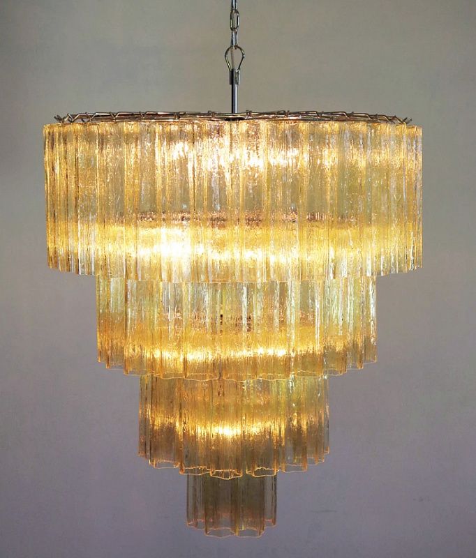 Винтажная люстра Murano Chandelier 78 Yellow Glass Tubes