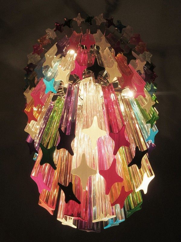 Винтажная люстра Murano Chandelier 111 Multicolored Prism Glasses