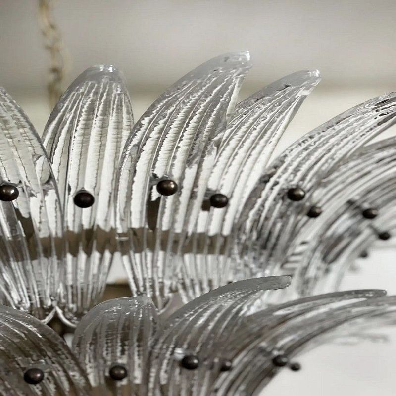 Винтажная люстра Murano Chandelier 58 Clear Palmette glass