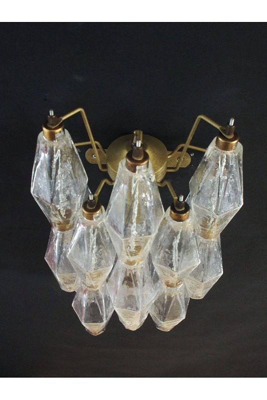 Настенный светильник Murano Wall Lamp 16 Clear Poliedri Glass