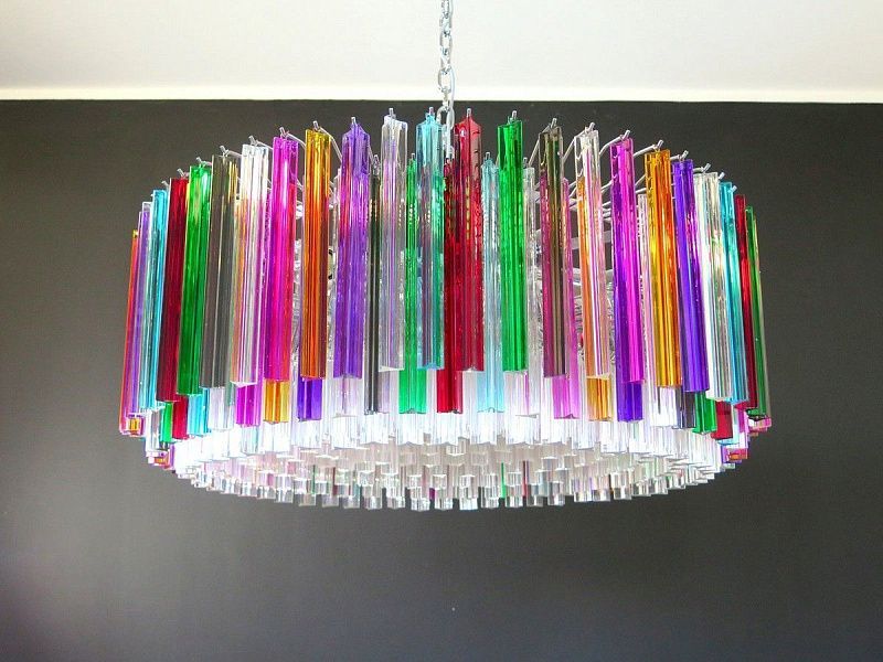 Винтажная люстра Murano Chandelier 391 Multicolored Prism Glass