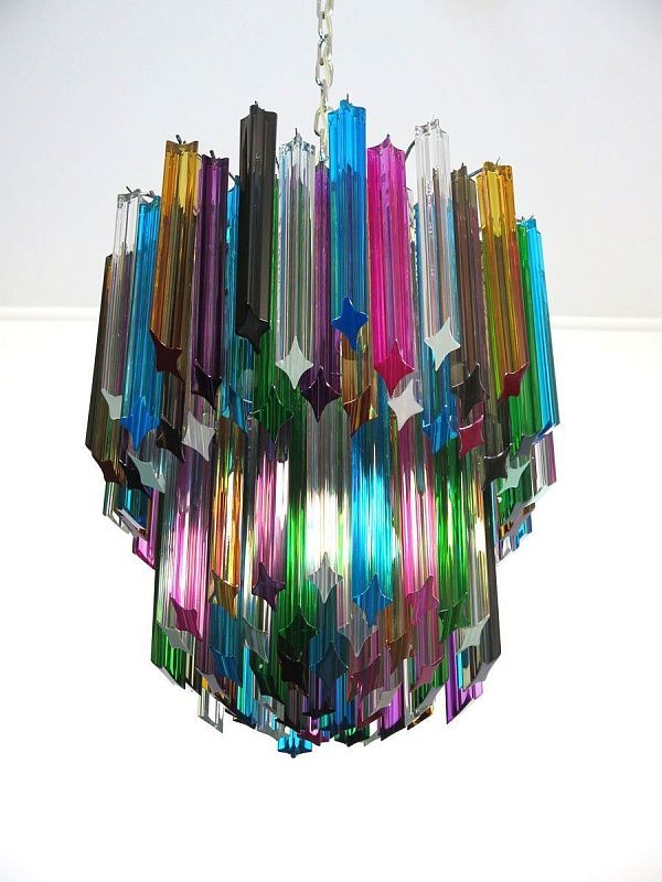 Винтажная люстра Murano Chandelier 107 Multicolored Prism Glass