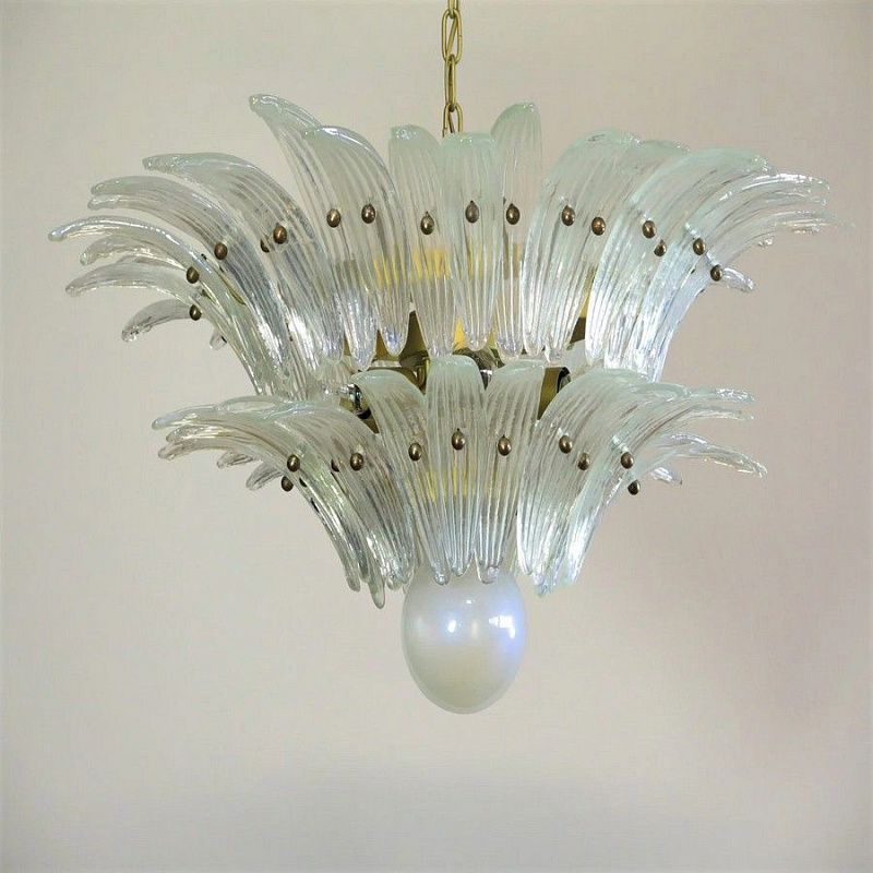 Винтажная люстра Murano Chandelier 58 Iris-Clear Palmette Glass