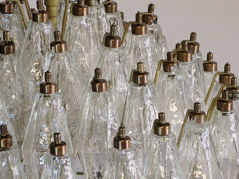 Винтажная люстра Murano Chandelier 140 Clear Poliedri Glass