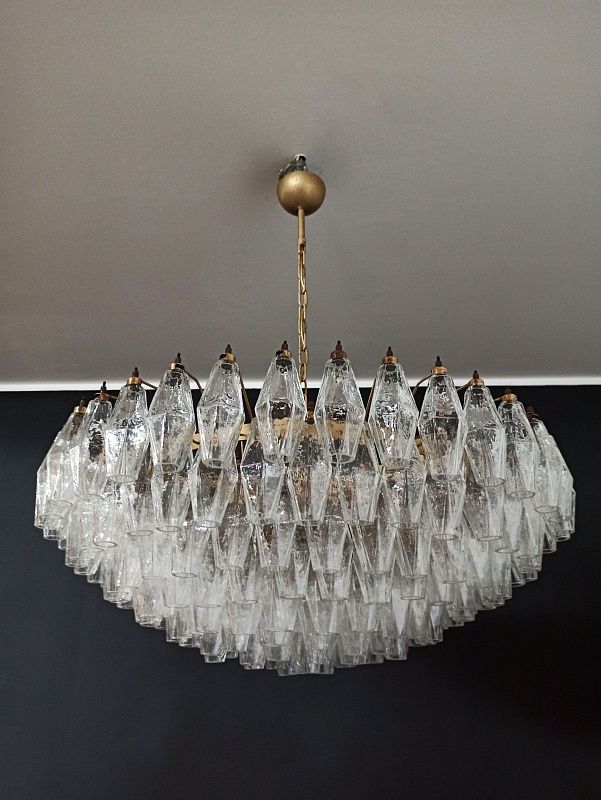 Винтажная люстра Murano Chandelier 185 Clear Poliedri Glass
