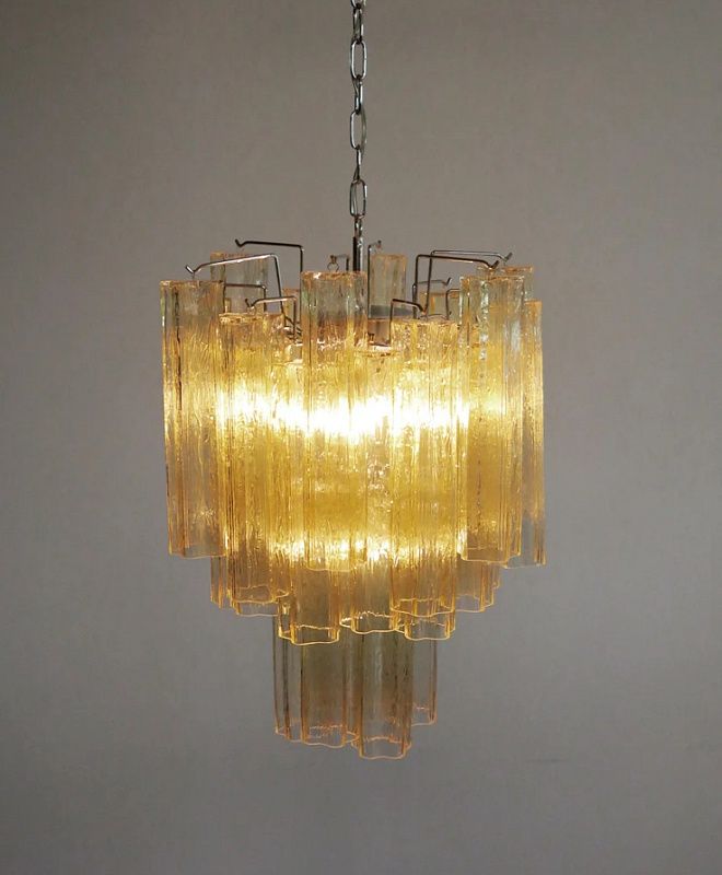 Винтажная люстра Murano Chandelier 30 Yellow Glass Tubes