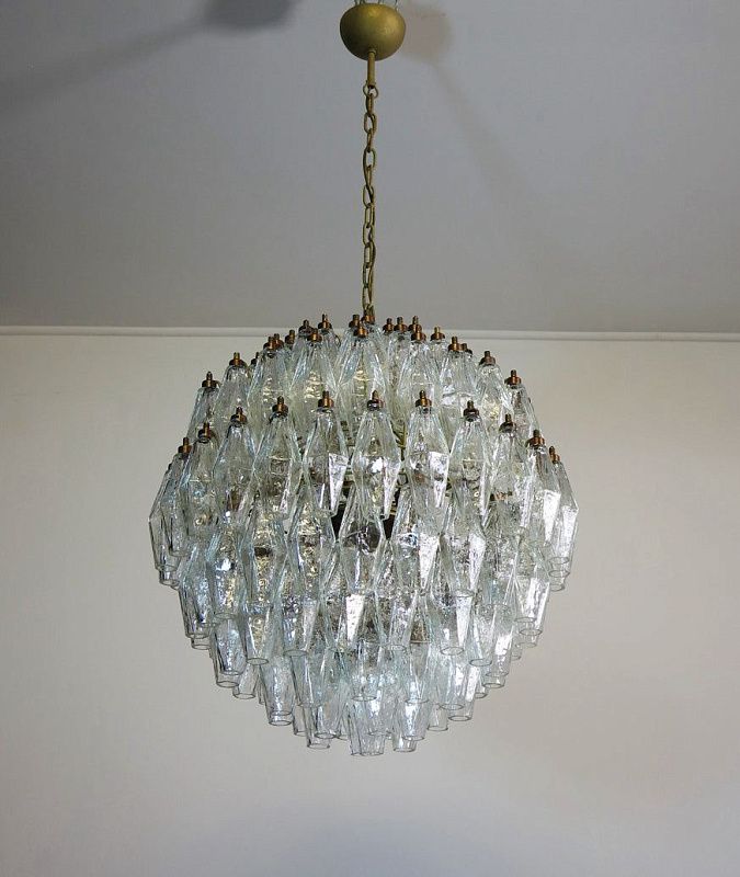 Винтажная люстра Murano Chandelier 140 Clear Poliedri Glass