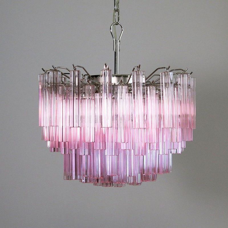 Винтажная люстра Murano Chandelier 107-1 Pink Prism Glass