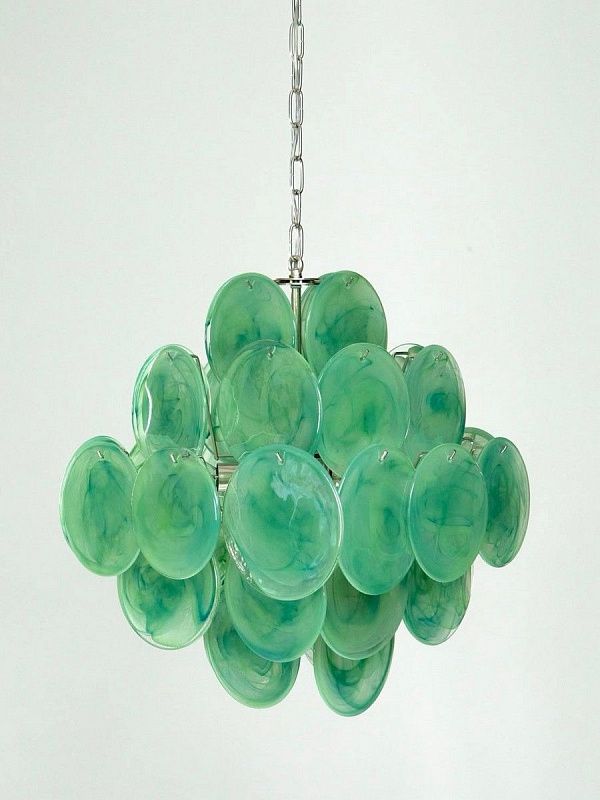 Винтажная люстра Murano Chandelier 36 Alabaster Green Disk Glass
