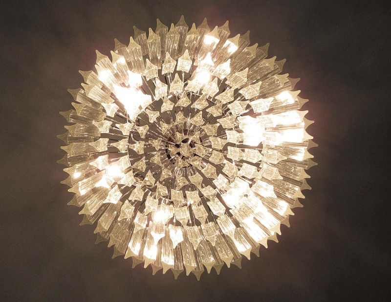 Винтажная люстра Murano Chandelier 140 Clear Poliedri Glass